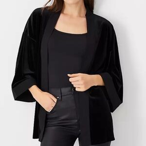 Ann Taylor Open Front Black Velvet Kimono M/L